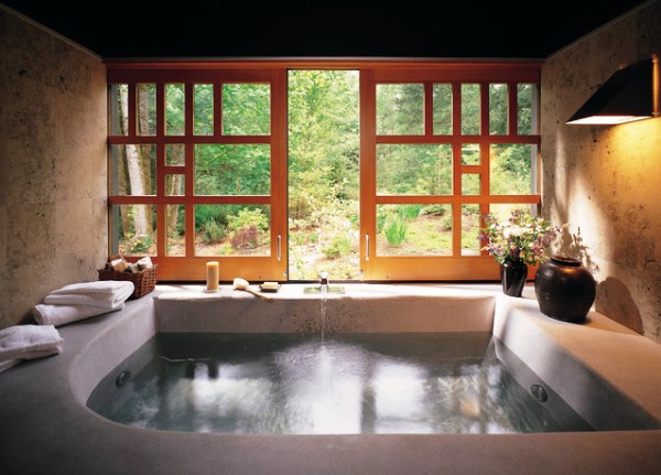 Кімната в японськом стилі з великив басейном та вікном